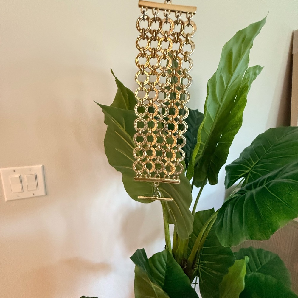 TRINA TURK Gold Plated Hammered Chain Five Rows Bracelet